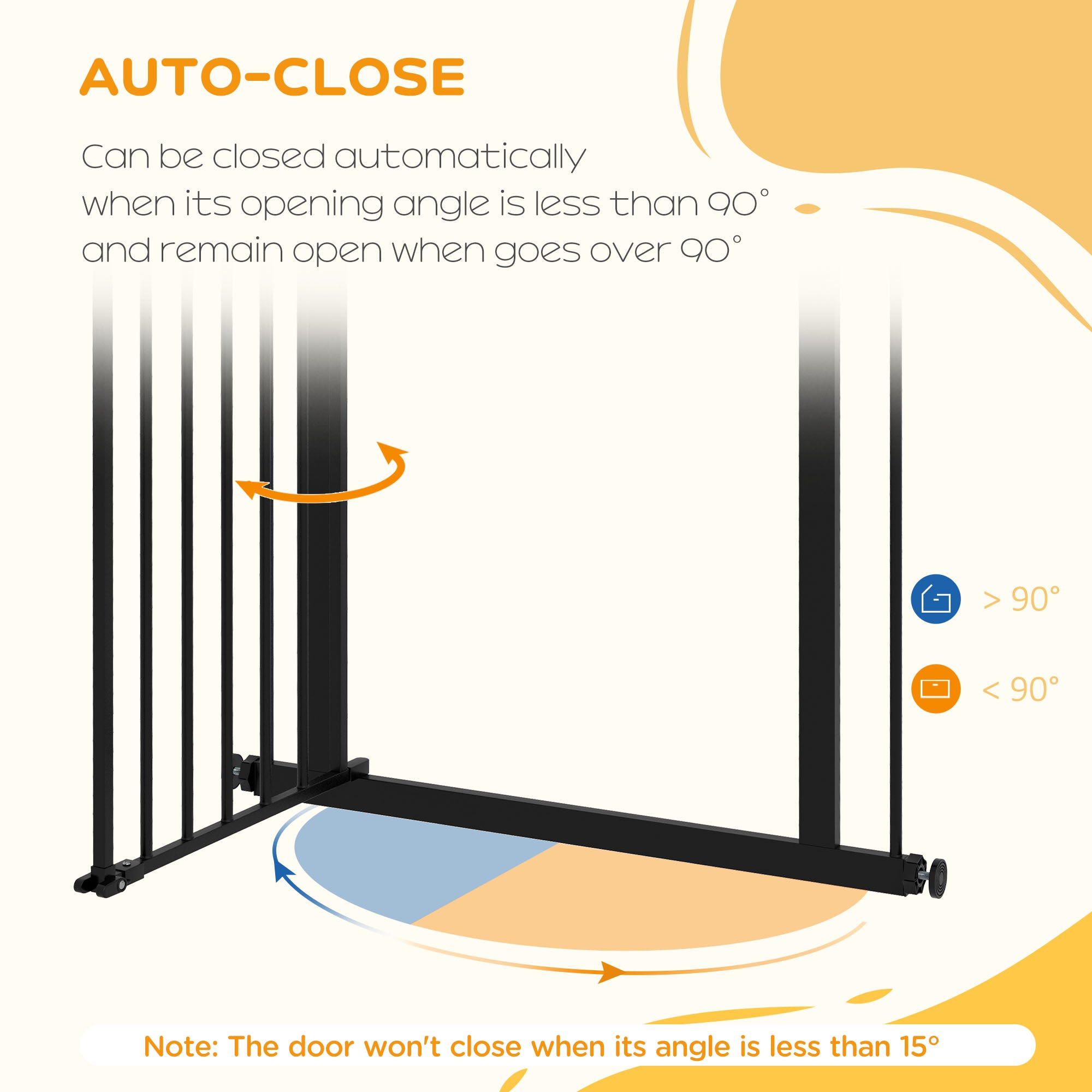 30 Inch Tall Pet Gate with Door Dog Gate and Barrier Indoor for Stairs, Pressure-Mounted Safety Gate, Black