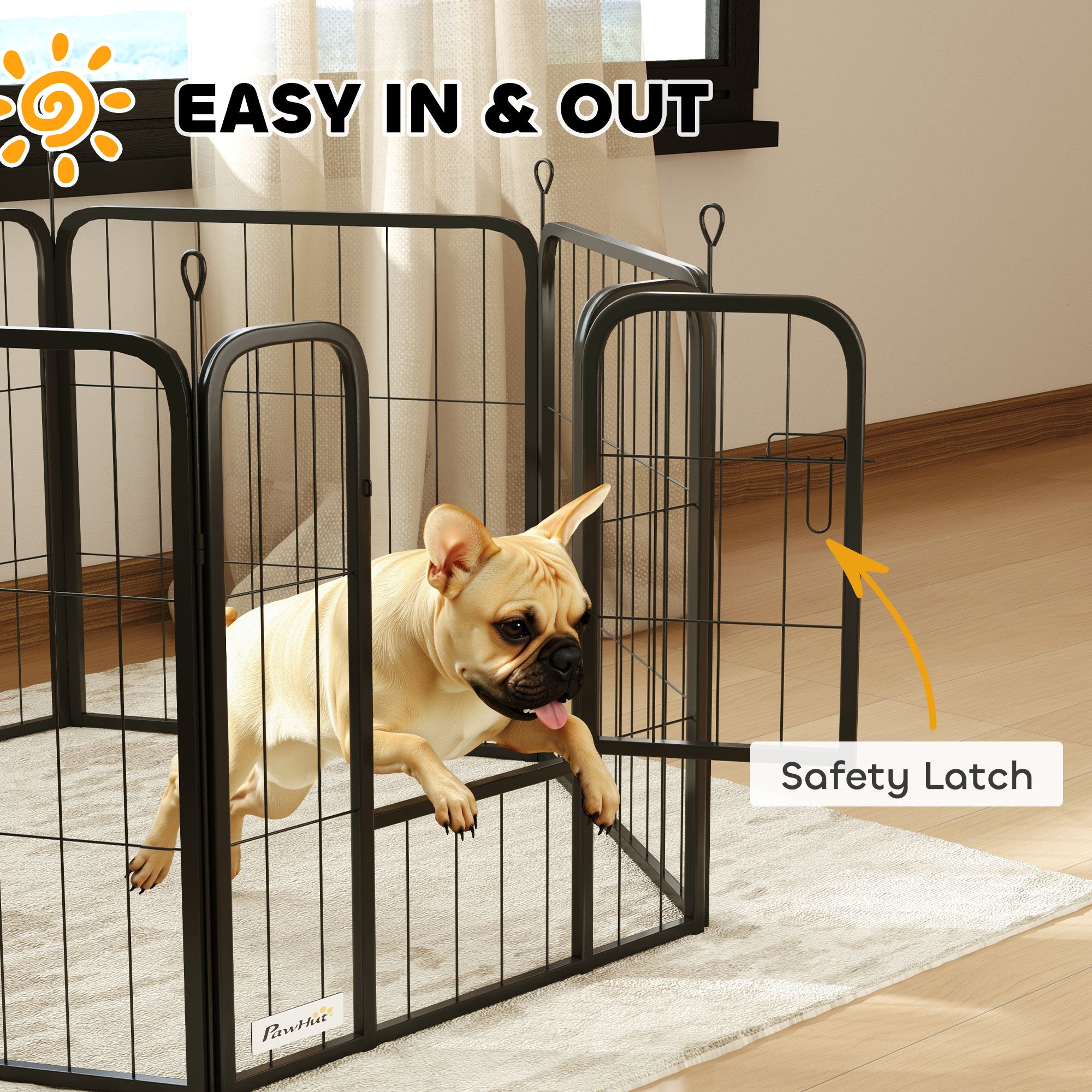 6 Panels Heavy Duty Dog Playpen Outdoor Indoor with Door & Strap, 24" Height Portable & Foldable Pet Playpen