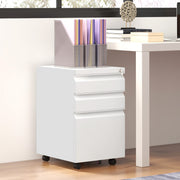 3-Drawer Steel File Cabinet with Lock - White 23.6"H