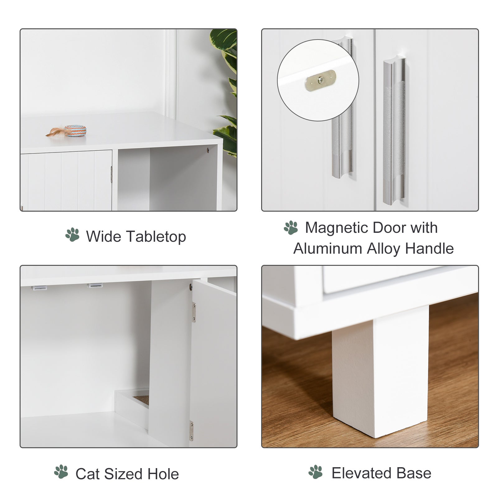Meuble cache-litière pour chat, meuble-litière dissimulé, maison pour chat avec compartiment toilettes et griffoir, table d’appoint