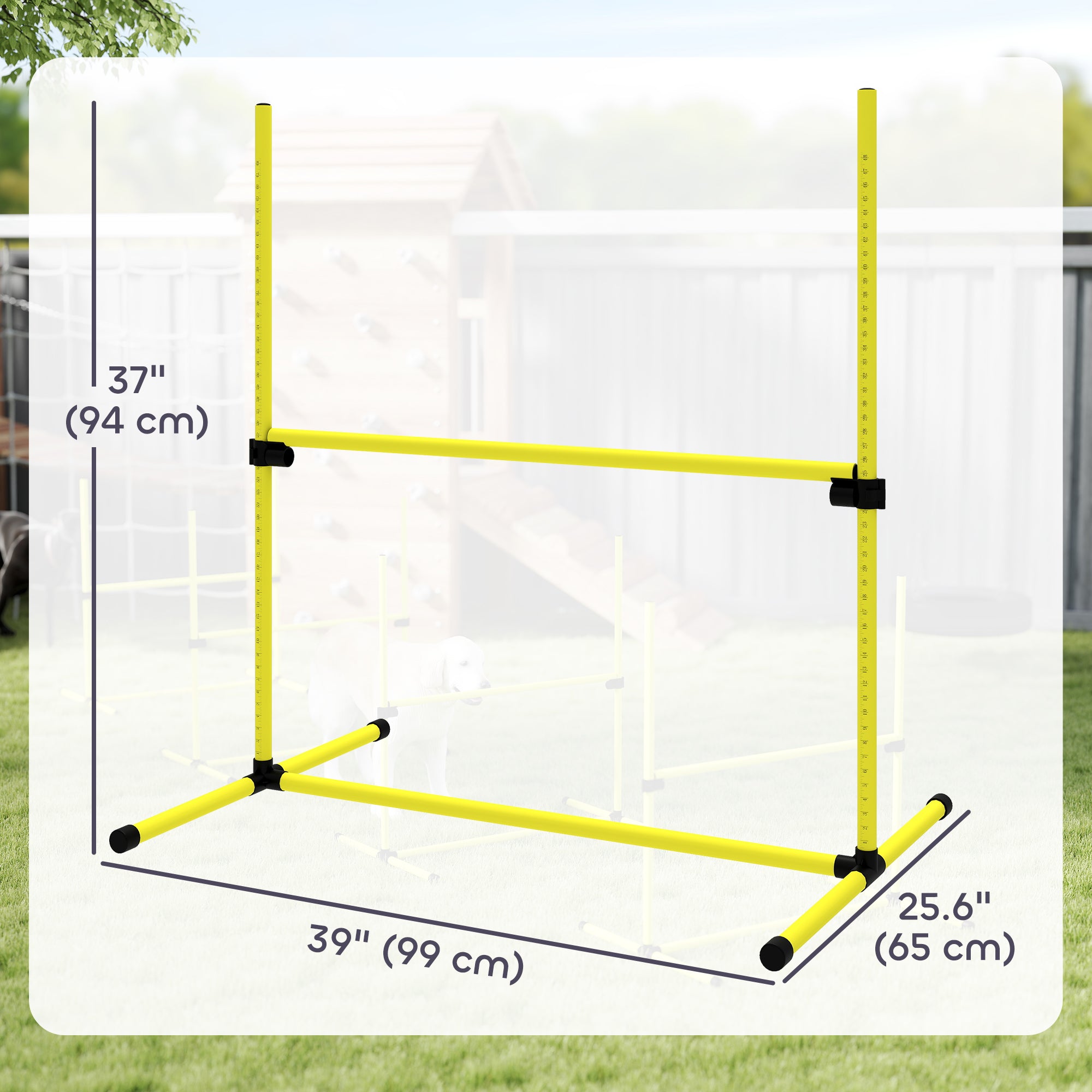 Set of 4 Dog Agility Training Equipment Adjustable Jump Bar Pet Exercise Kit with Carrying Bag (Yellow)