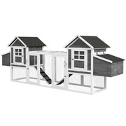 123" Extra Large Chicken Coop Wooden Poultry House Rabbit Hutch Hen Backyard with Run Ramps and Nesting Boxes, Grey