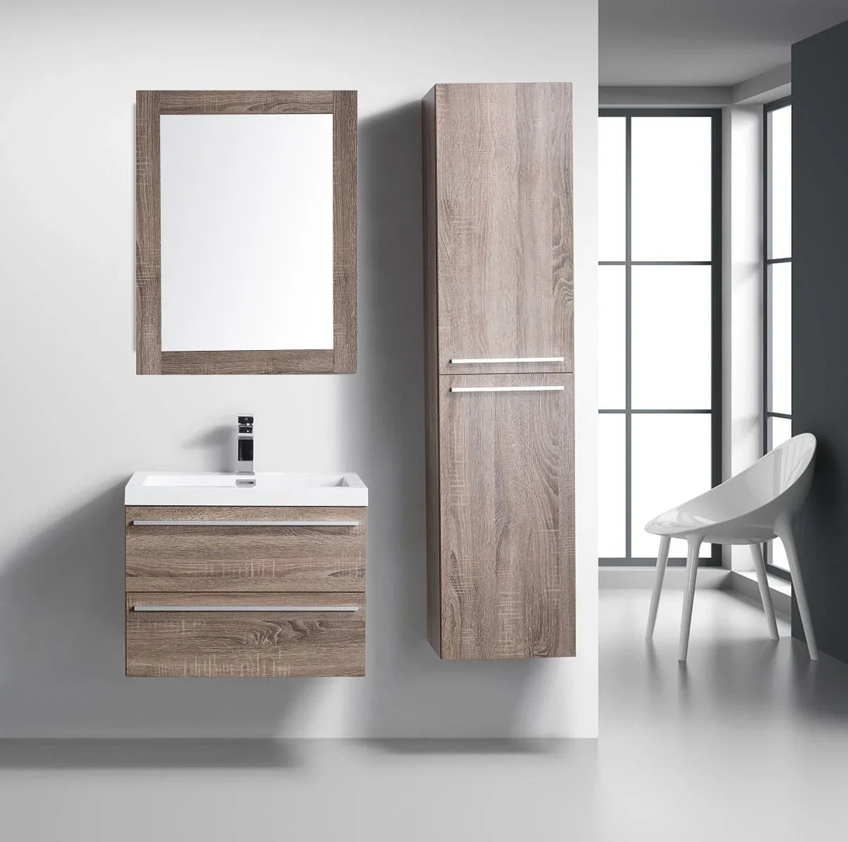 24" Rectangular Mirror with Soft Oak Frame