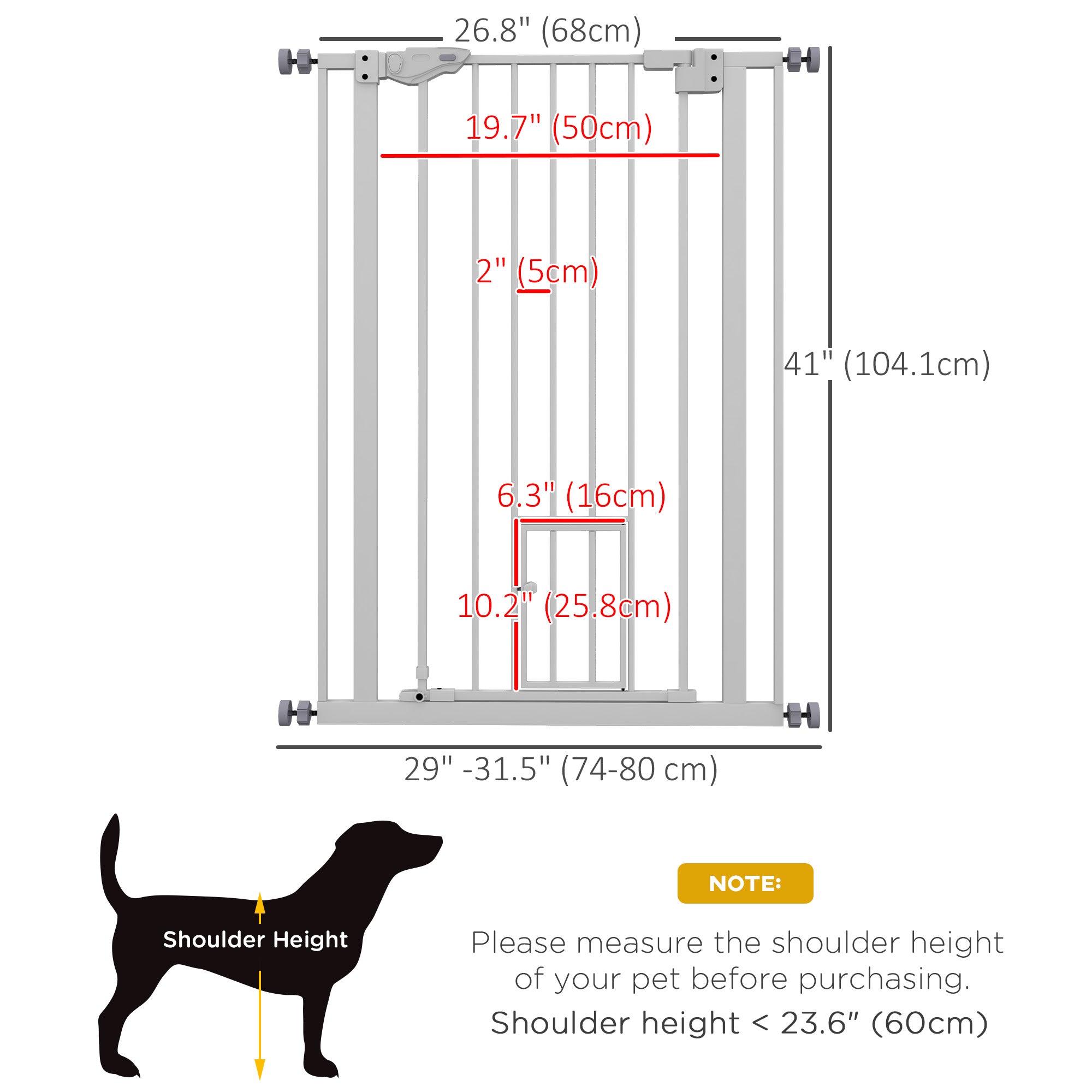 Barrières pour chiens d’intérieur de 41" à ouverture facile pour portes, maison et escaliers – blanc