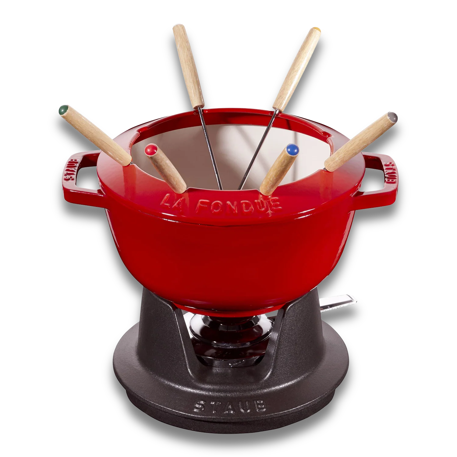 staub specialities cast iron fondue set, cherry red-Cookware-DECOROLALA