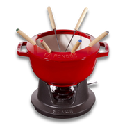 staub specialities cast iron fondue set, cherry red-Cookware-DECOROLALA