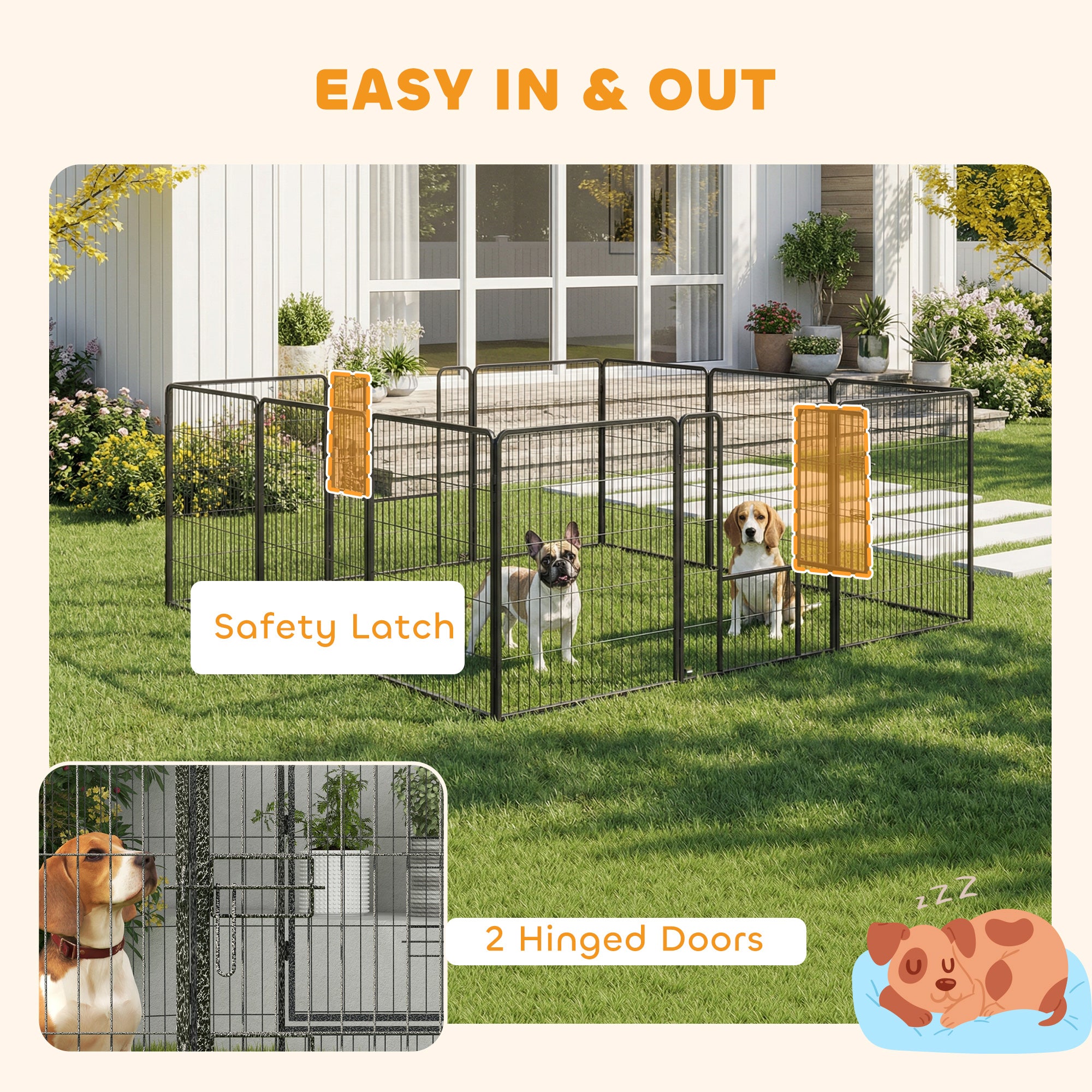 Dog Pen with Gate, 12 Panels Puppy Playpen, Dog Fence, 39"H
