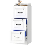 3 Drawer File Cabinet with Lock, Vertical Filing Cabinet with Adjustable Hanging Bars for A4 and Letter Size, White-Office Products > Office Furniture > Office Cabinets & Cupboards-DECOROLALA