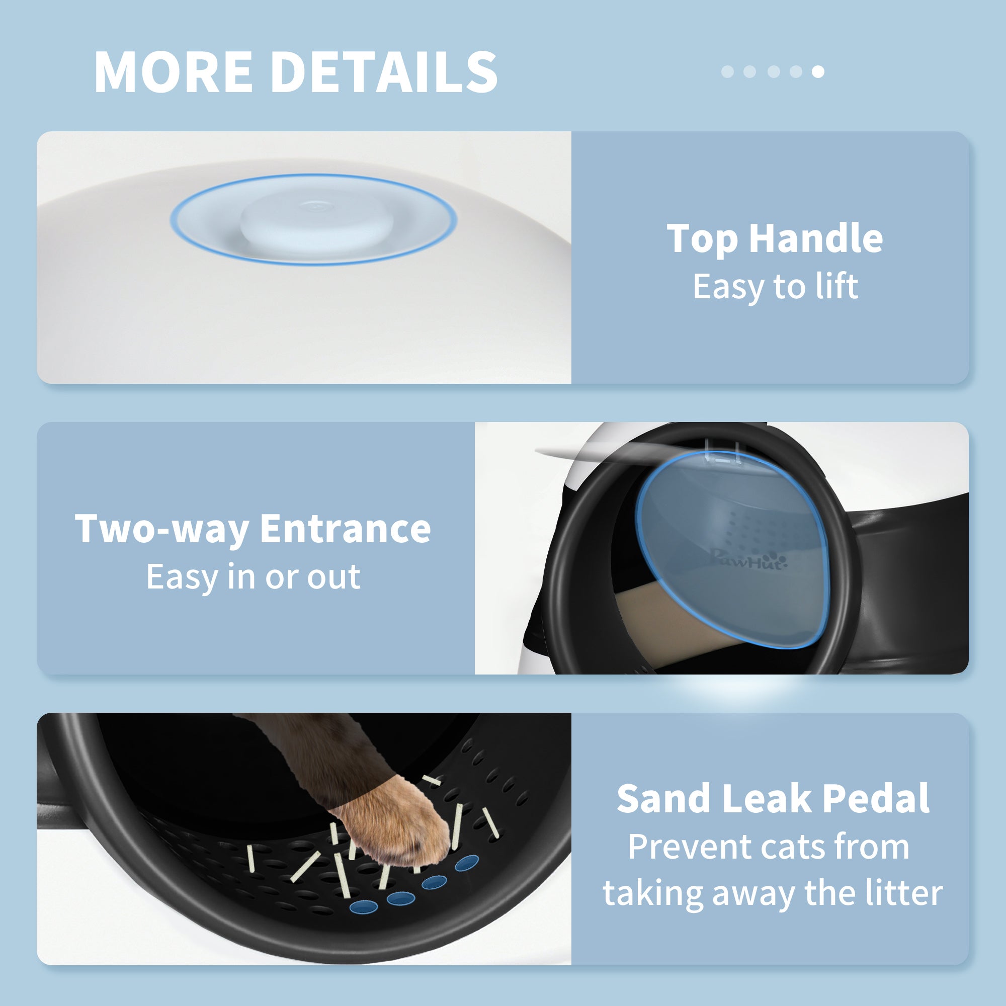 Cat Litter Box with Lid, Covered Litter Box w/ High Sides, Black