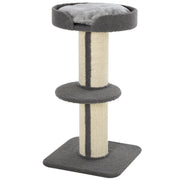 Cat Tree Kitty Tower with Sisal Mat Scratching Post, Cat Bed, Cushion, Perch, 18" x 18" x 36", Grey