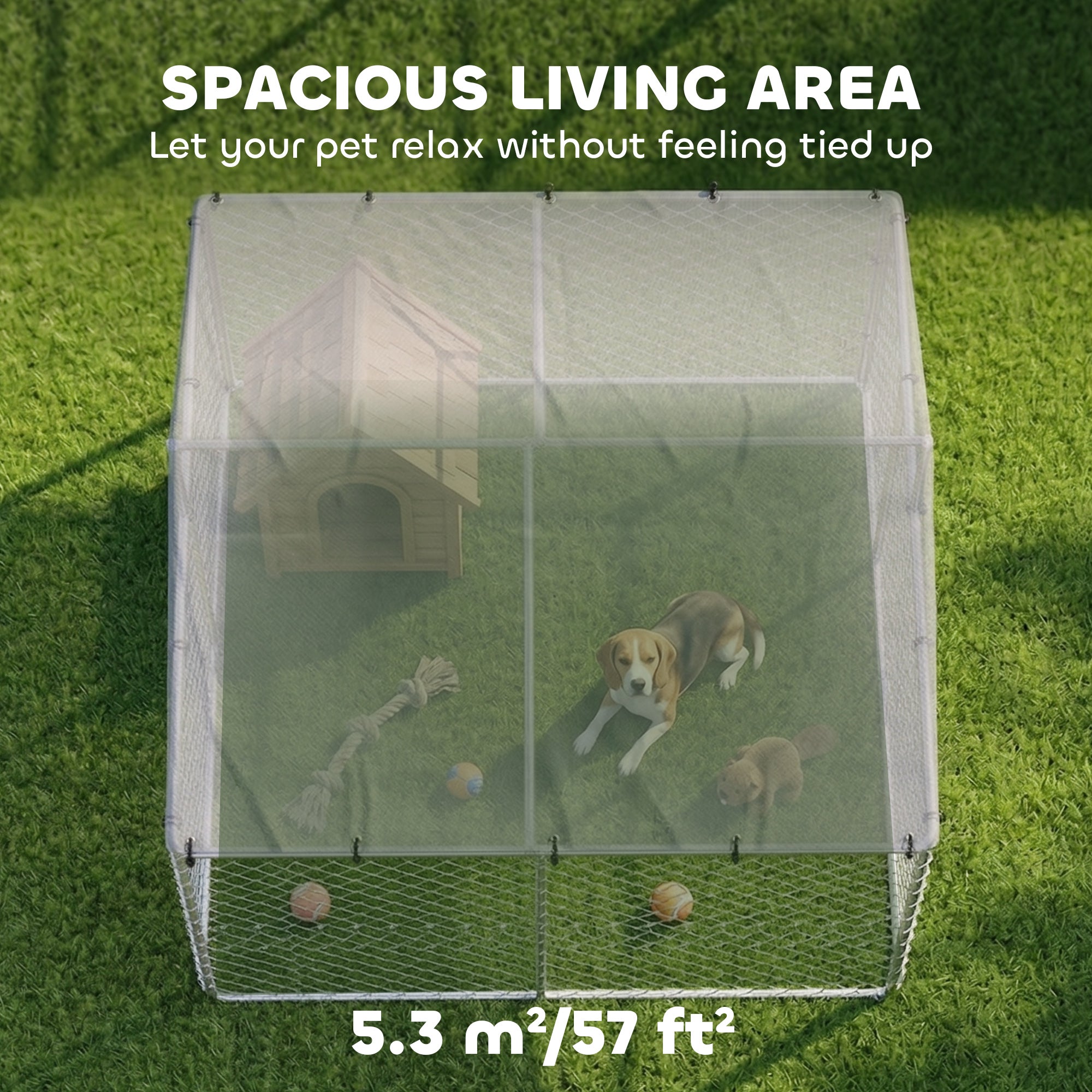 7.5' x 7.5' x 5.6' Outdoor Dog Kennel Heavy Duty Galvanized Steel Chain Link with UV-resistant Roof, Silver