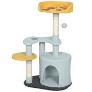 Cat Tree for Indoor Cats, 31.5 inch Cat Tower with Plush Perch, Platform, Condo, Scratching Post and Toy Ball, Blue