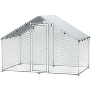 Metal Chicken Coop, 9.8 x 5.6 FT Walk-in Chicken Run with Cover, Lockable Door, Outdoor Poultry Cage for 5-8 Chickens
