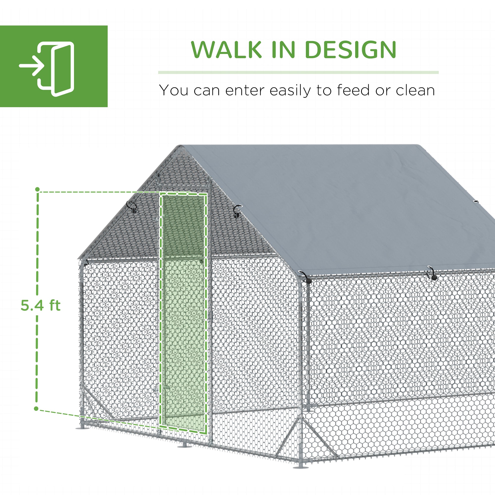 19.7' x 9.8' Metal Chicken Run with Waterproof and Anti-UV Cover