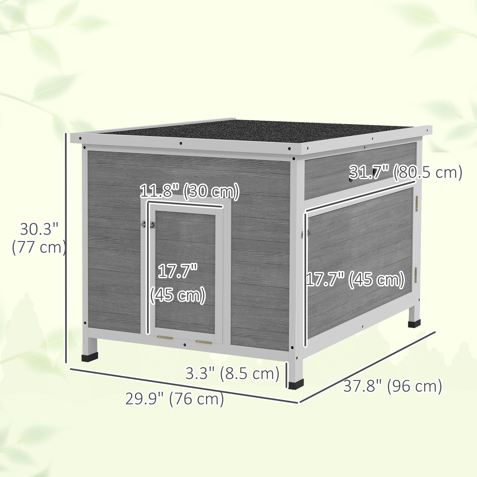Duck Coop, Wooden Chicken House Rabbit Hutch with Openable Roof, Removable Floor, Double Doors, Ramp, Grey