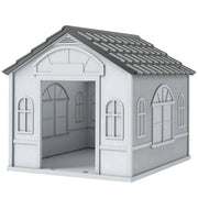 26" Plastic Dog House Outdoor with Air Vents, for Small Medium Dogs, Grey