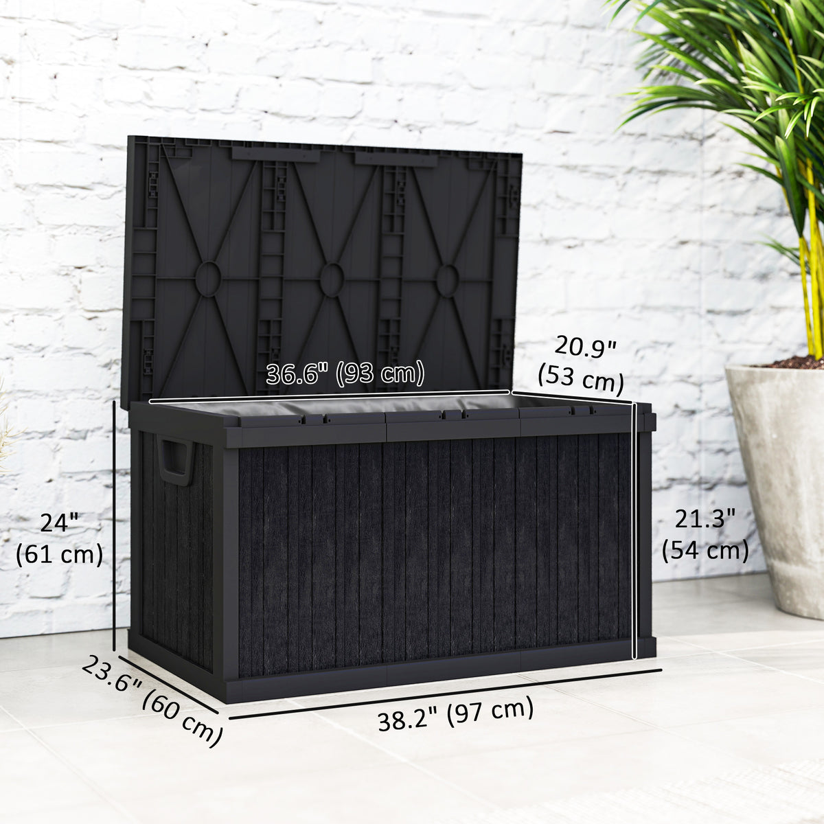 70 Gallon Waterproof Resin Outdoor Deck Box - Black