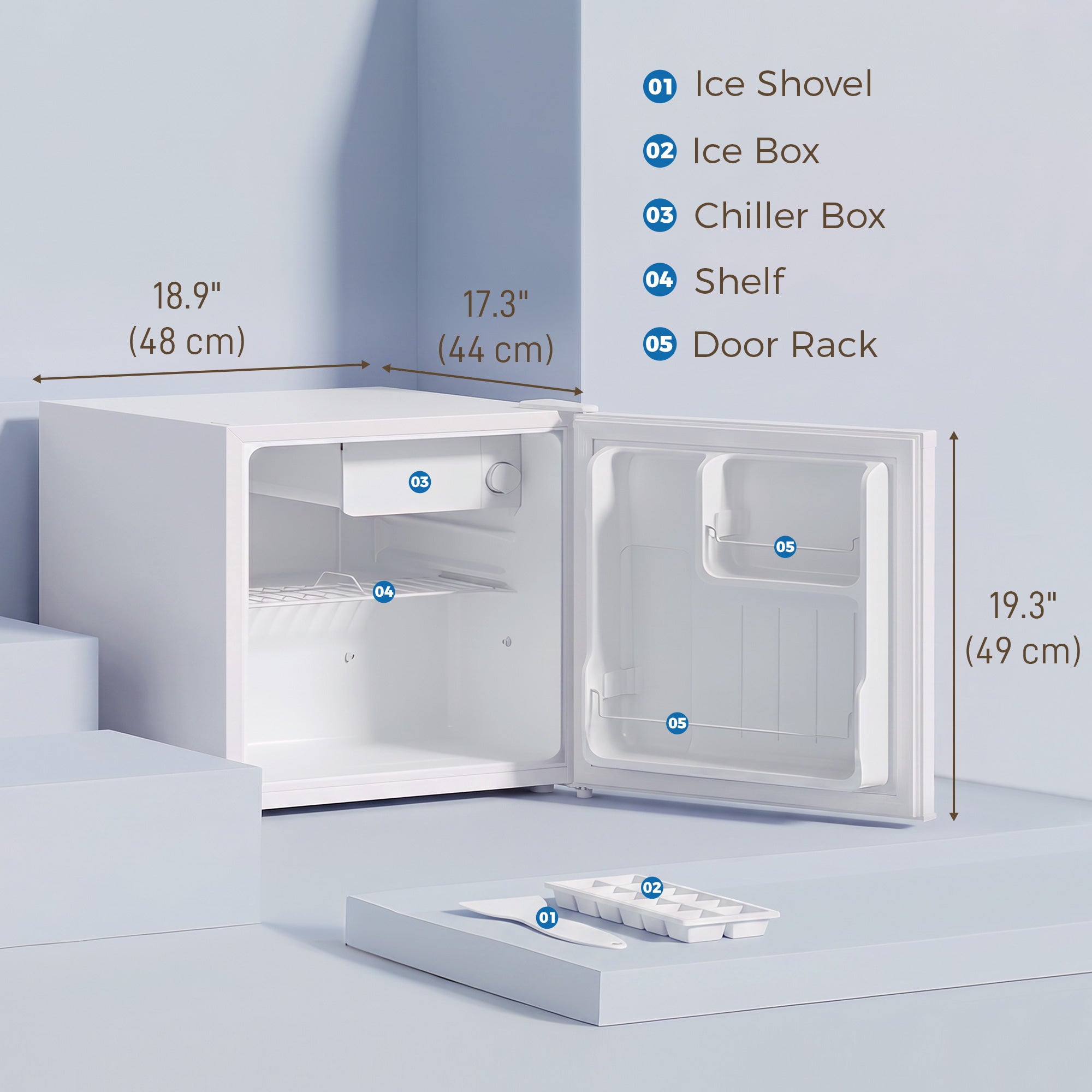 Réfrigérateur mini-bar compact à porte simple de 1,62 pi³, avec compartiment congélateur, thermostat réglable, blanc