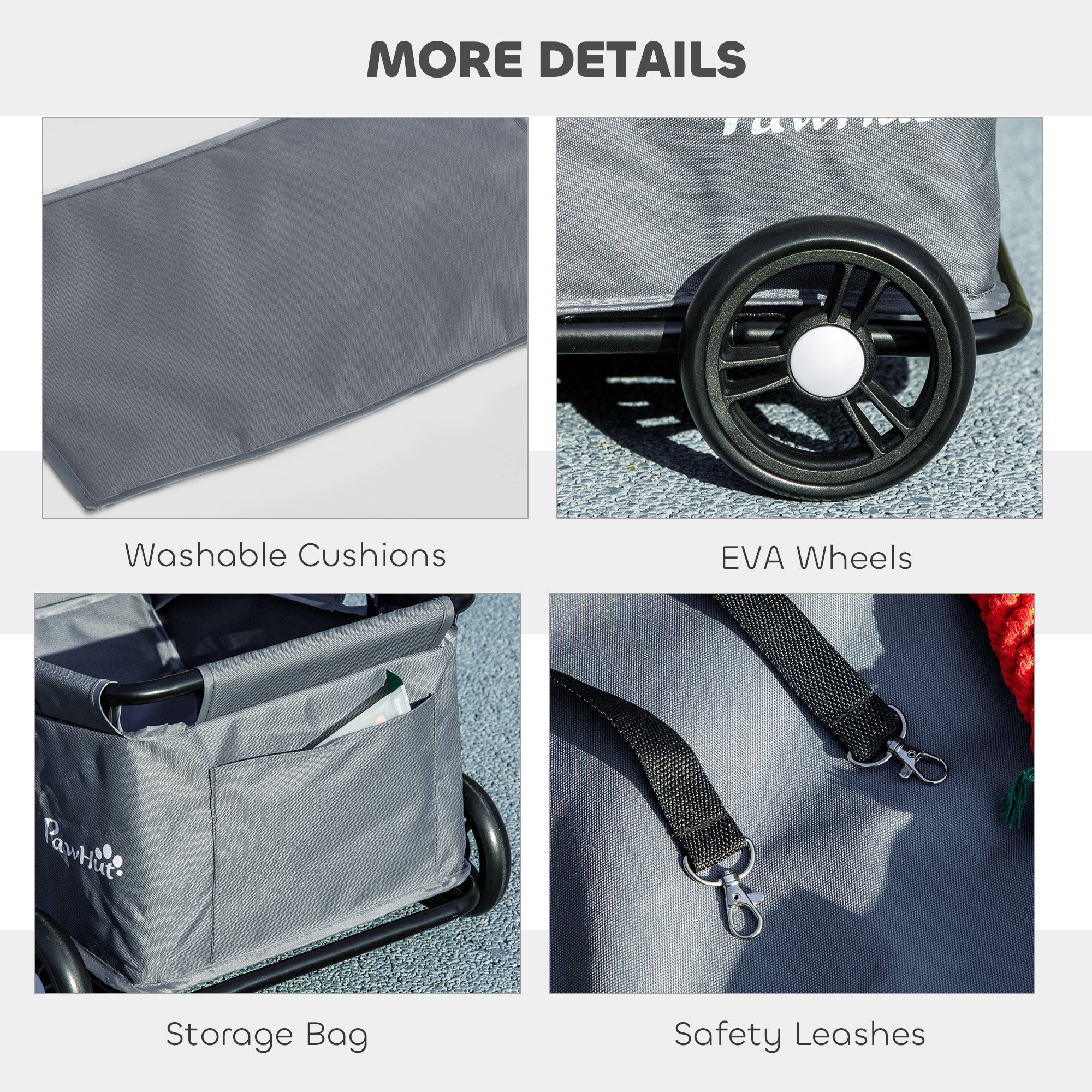4 Wheels Folding Lightweight Pet Stroller with Universal Handle Rod, Storage Bag, Washable Cushion for Miniature Dogs