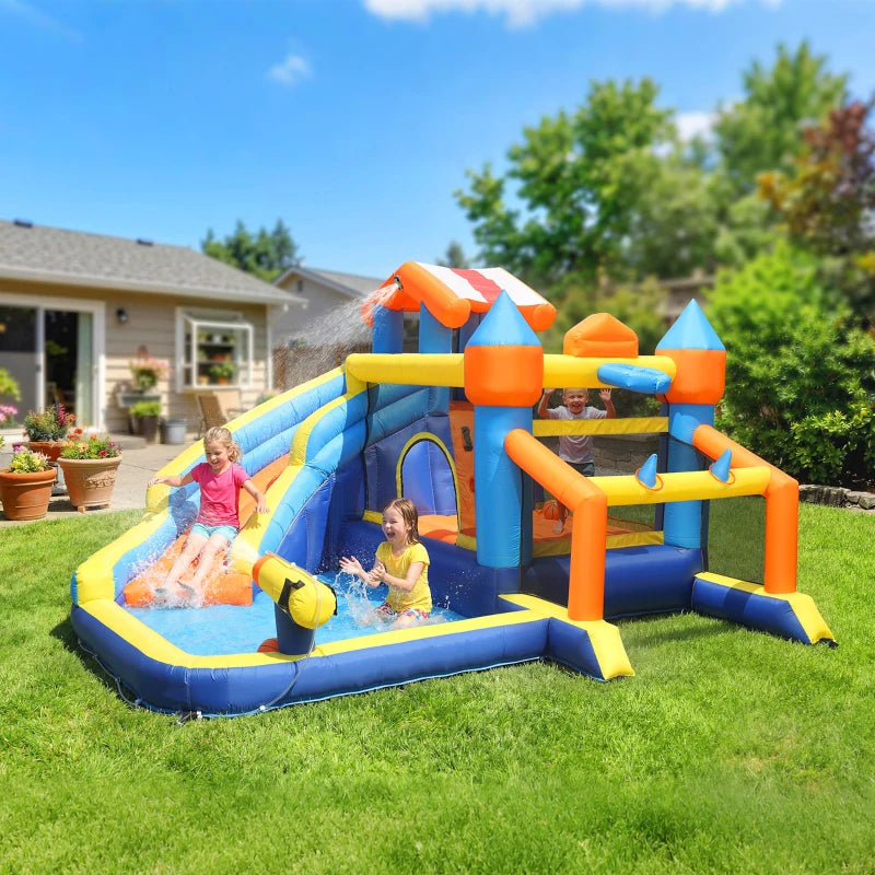Qaba Inflatable Bouncy Castle with Slide, Pool and Blower