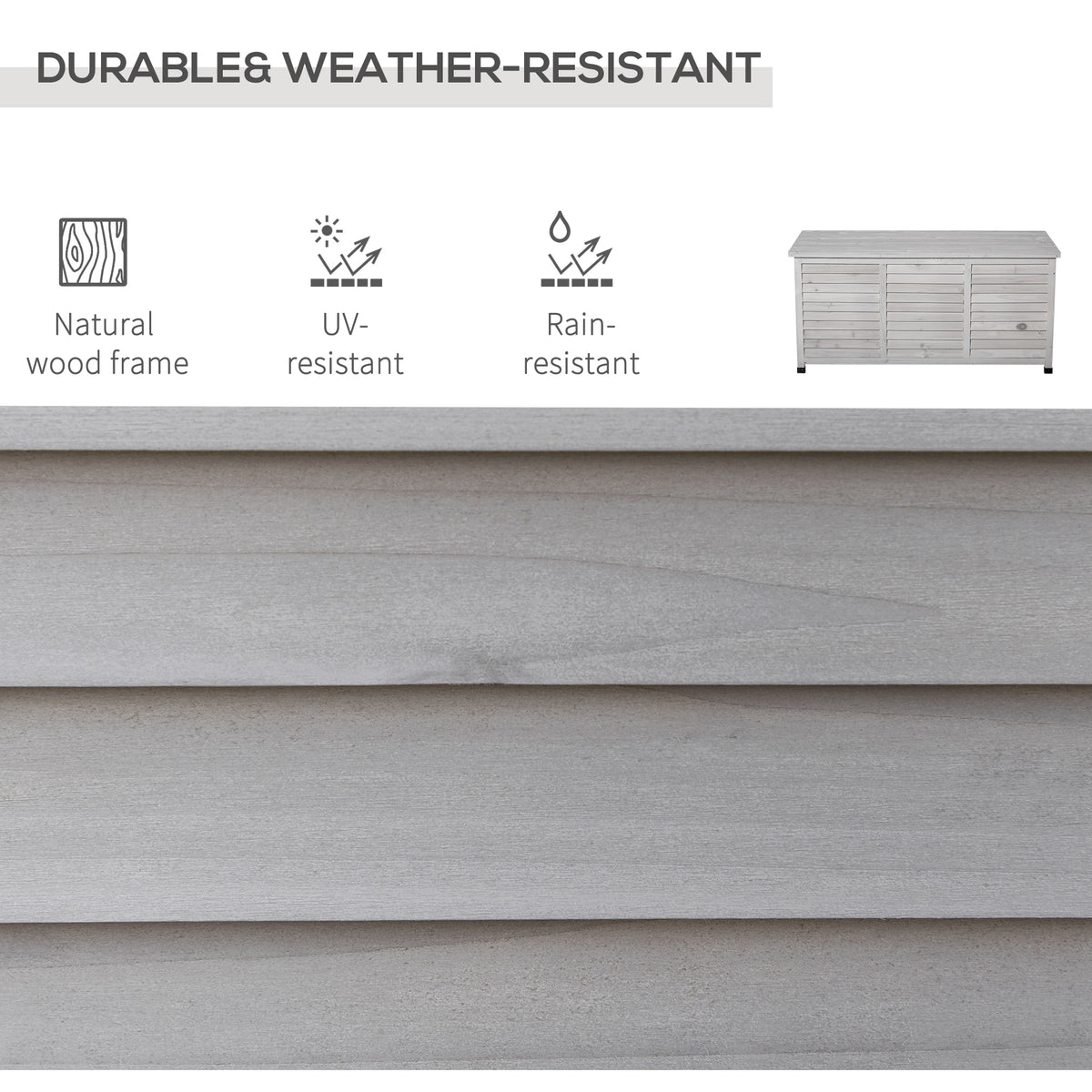 75 Gallon Wood Deck Box - Grey Outdoor Storage Bench