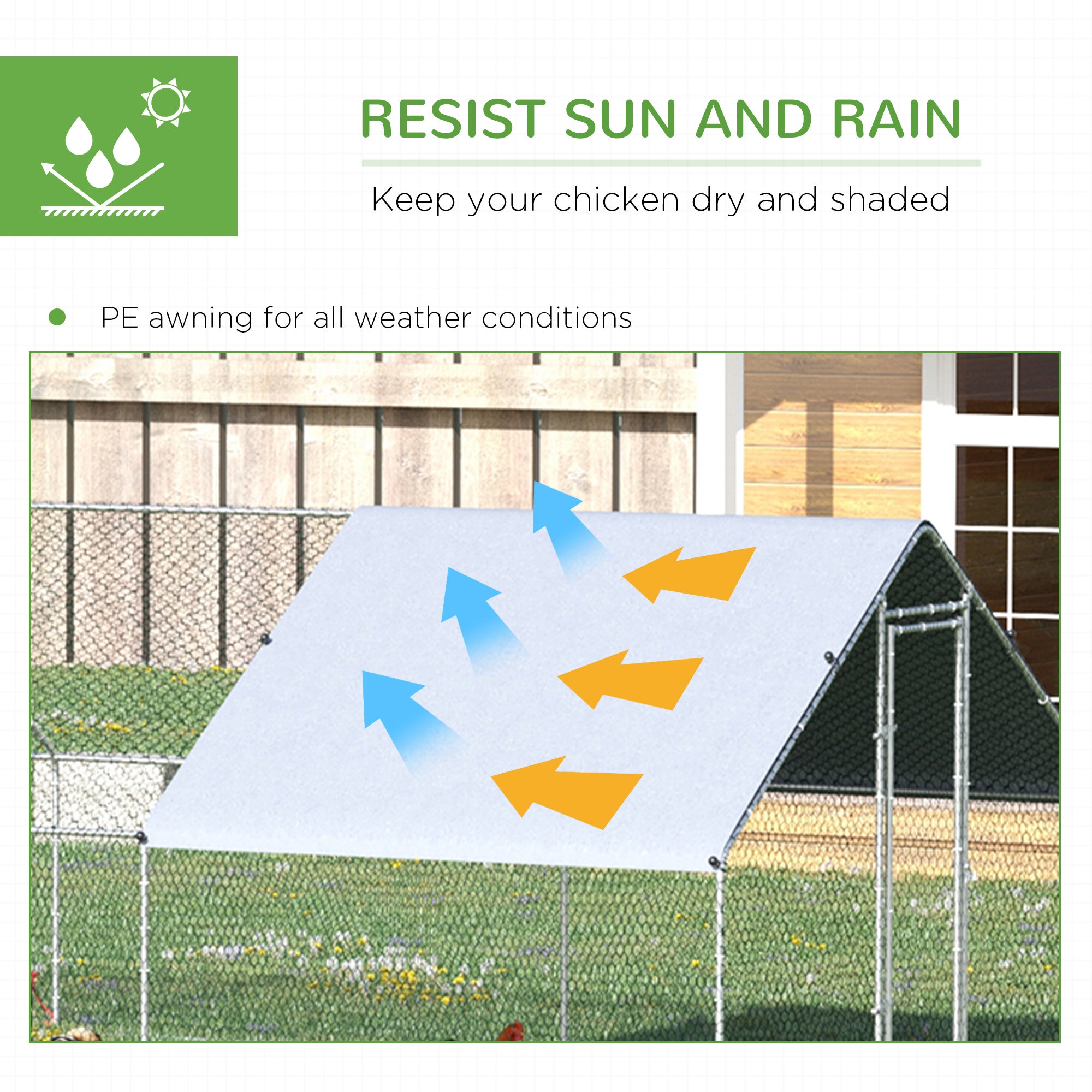 9.8' x 26.2' x 6.6' Chicken Coop Cage, Outdoor Hen House w/Cover & Lockable Door