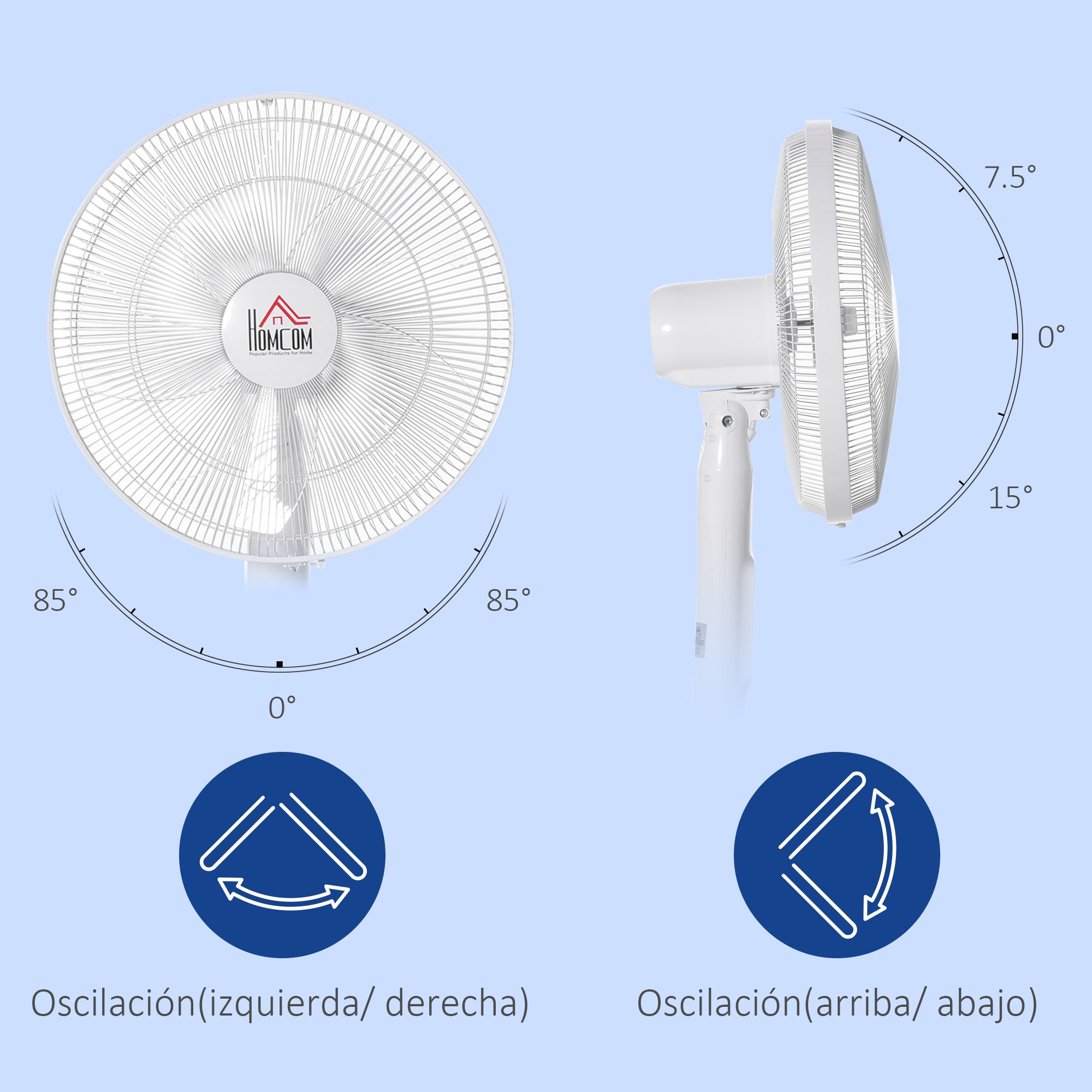 Ventilateur sur pied oscillant Aosom avec télécommande – Blanc, 54" de hauteur