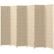 Woven Bamboo Room Divider, 6 Panel Folding Indoor Privacy Screens for Home Office, Natural Wood