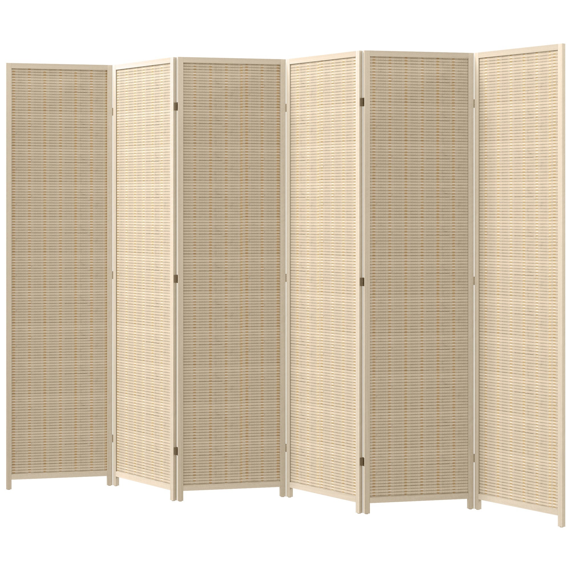 Woven Bamboo Room Divider, 6 Panel Folding Indoor Privacy Screens for Home Office, Natural Wood