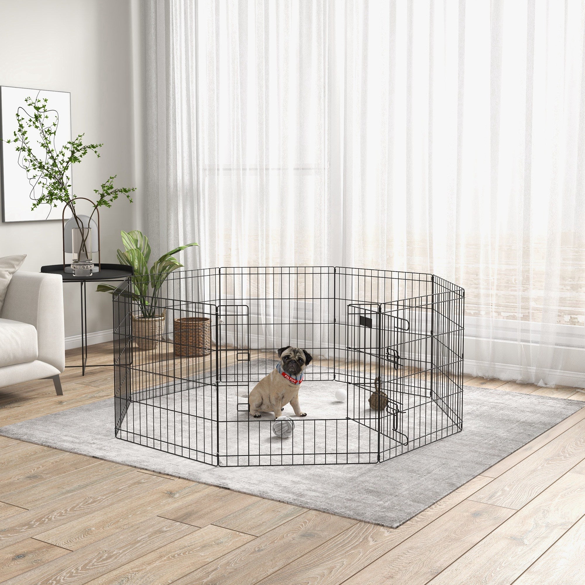24inch Foldable Metal Exercise Pet Playpen Yard Dog Puppy Kennel Cage 8 Panel
