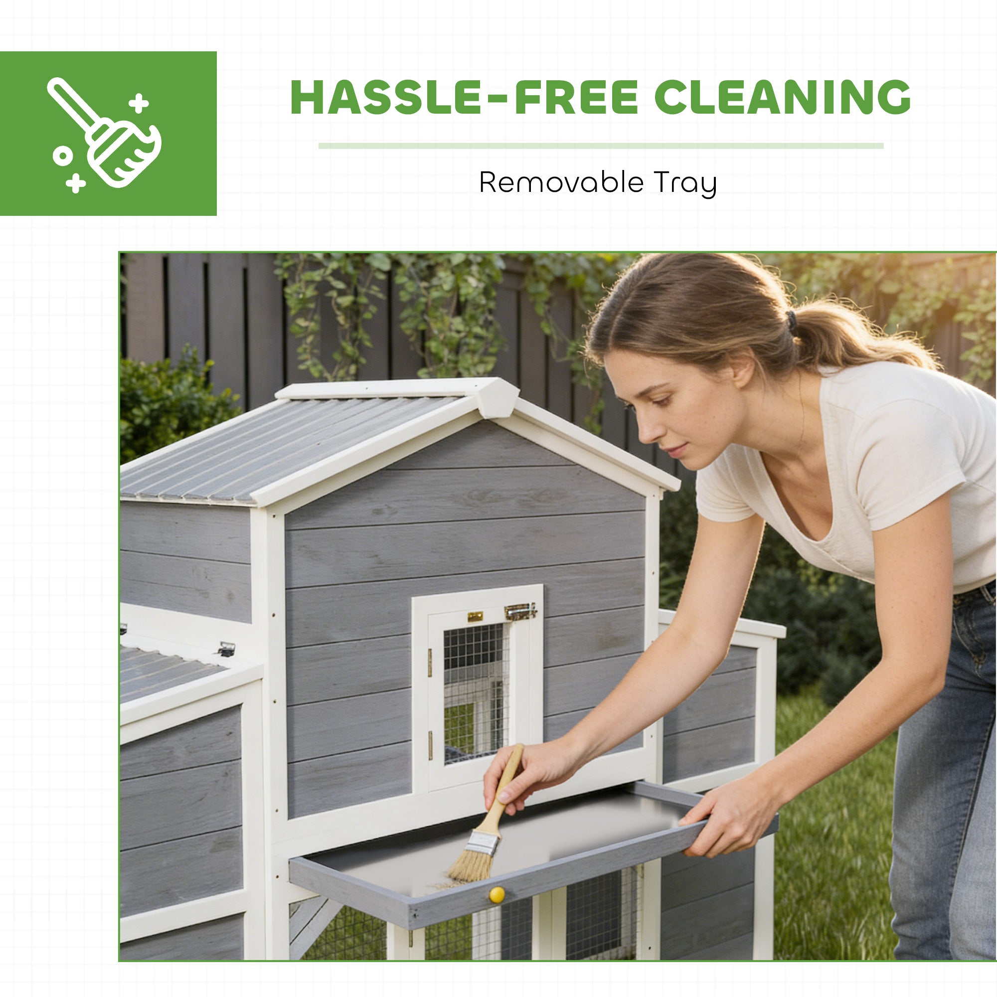 66.5" Large Chicken Coop, Wooden Chicken House with 2 Nesting Boxes, Sliding Tray & Ramp, for Outdoor Backyard Farm