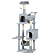 Tall Cat Tree for Indoor Cats, 70" Multi-Level Cat Tower with Hammock, Cat Bed, Cat Condo with Sisal Scratching Posts, Bluish Grey