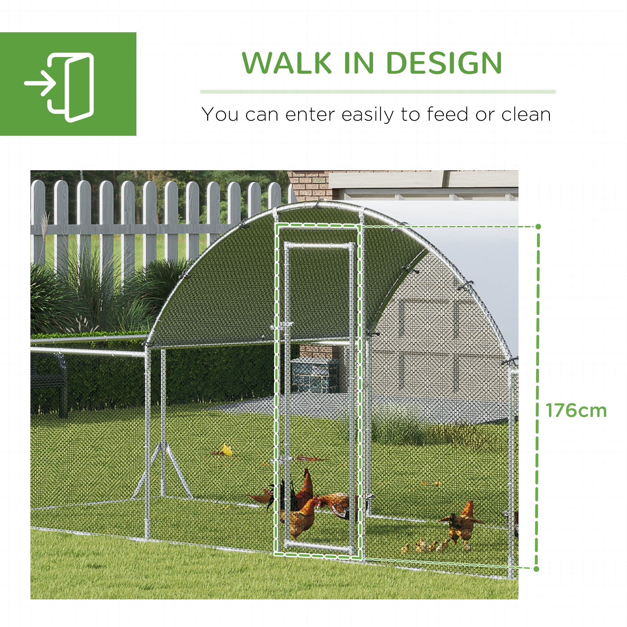 21.7' x 6.2' Metal Chicken Run with Waterproof and Anti-UV Cover