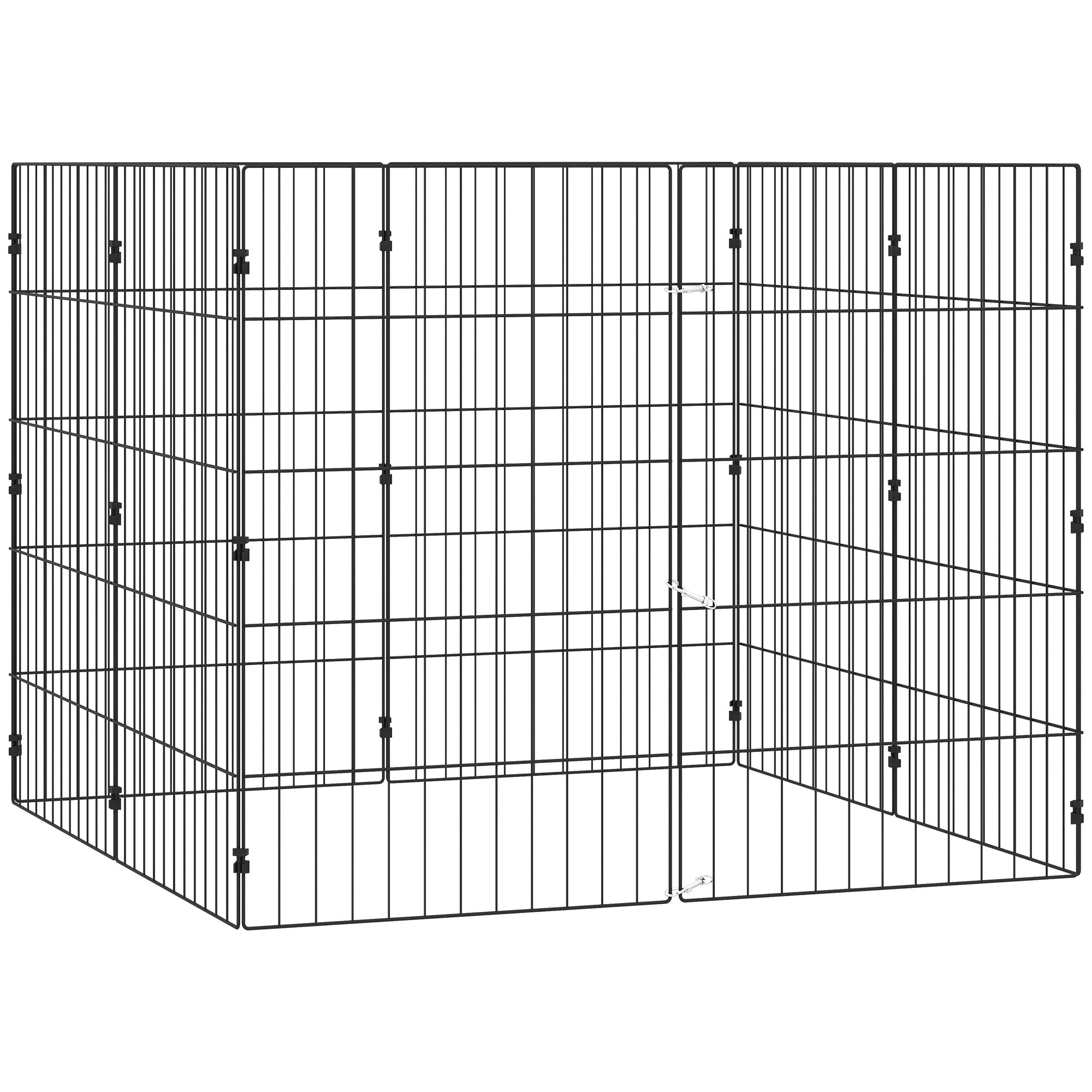 Foldable Metal Exercise Dog Playpen, Expandable Pet Fence for Small & Medium Dogs, 20" x 32", 8 Panels, Black