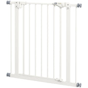 30 Inch Tall Pet Gate with Door Dog Gate and Barrier Indoor for Stairs, Pressure-Mounted Safety Gate, White