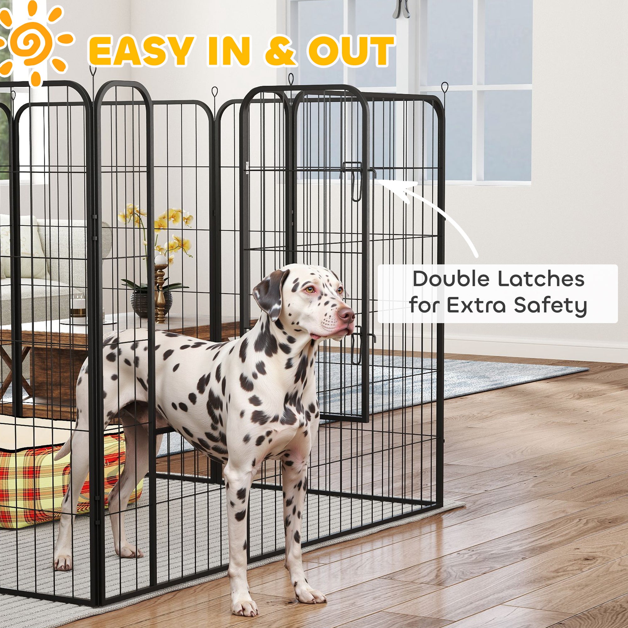8 Panel Pet Playpen Play Yard Fence Home DIY Heavy-Duty Metal Foldable Indoor Outdoor 47"H