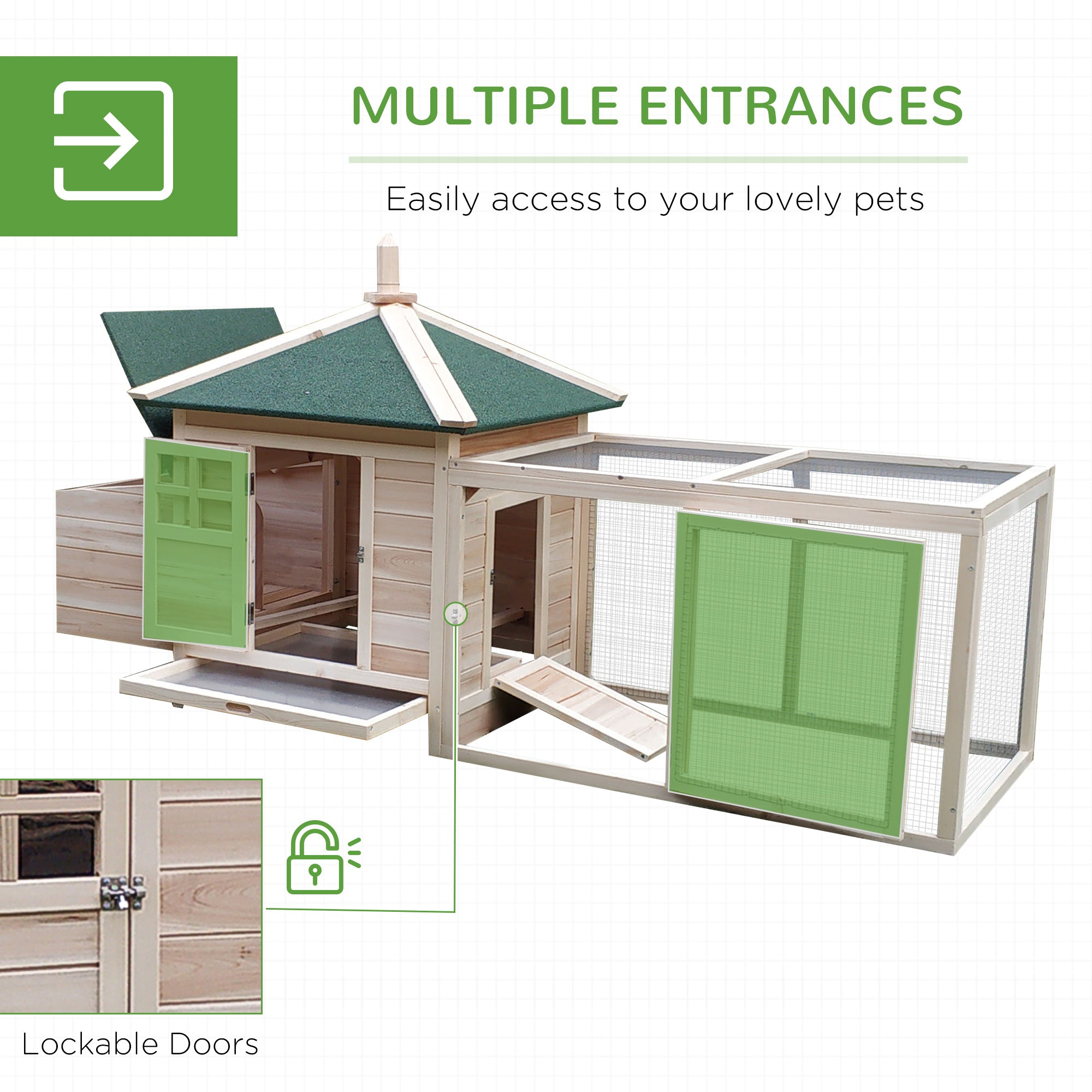 77" Chicken Coop Hen House Rabbit Hutch Poultry Cage Pen Outdoor Backyard with Nesting Box Run Natural