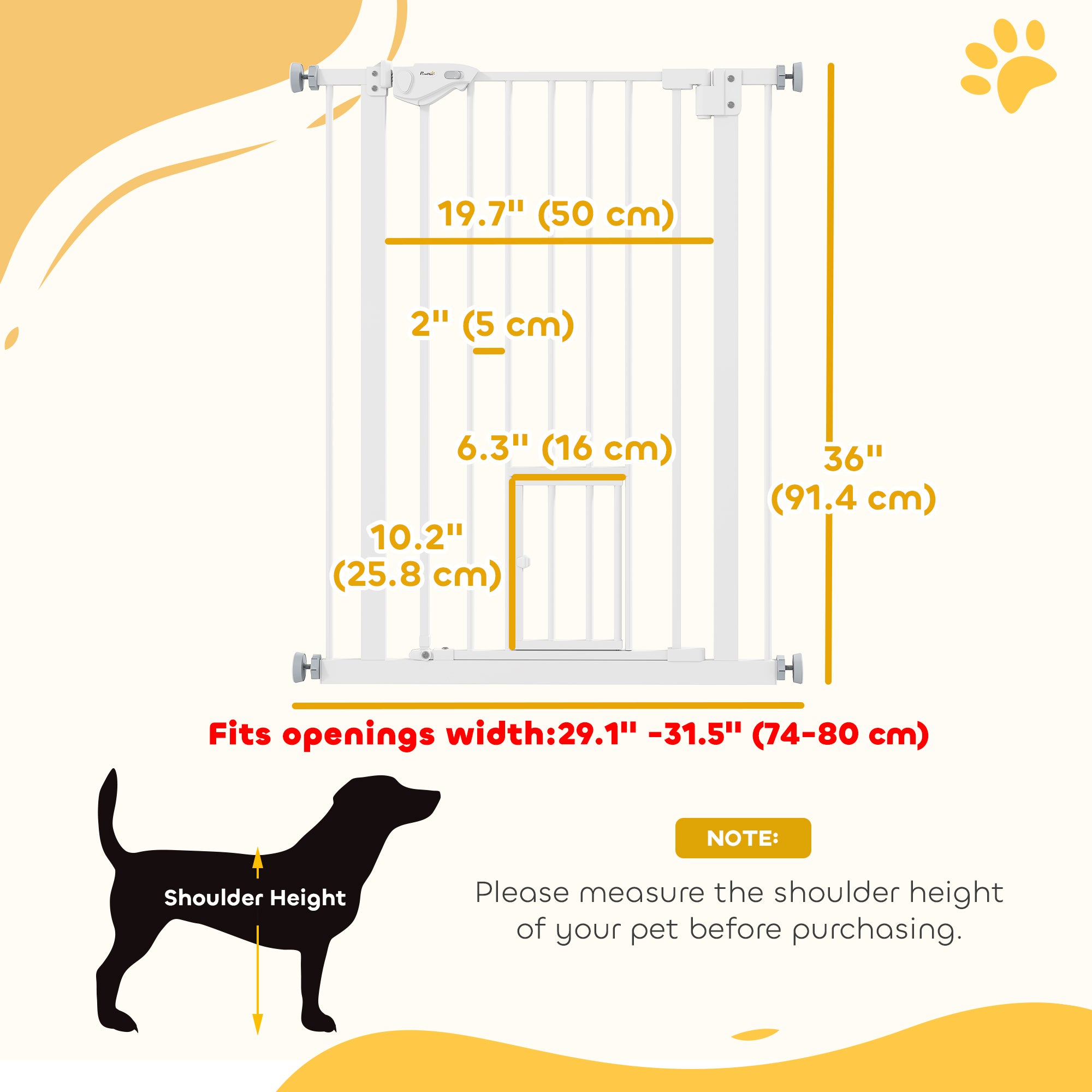 Barrières pour chiens d’intérieur de 36" à ouverture facile pour portes, maison et escaliers – blanches
