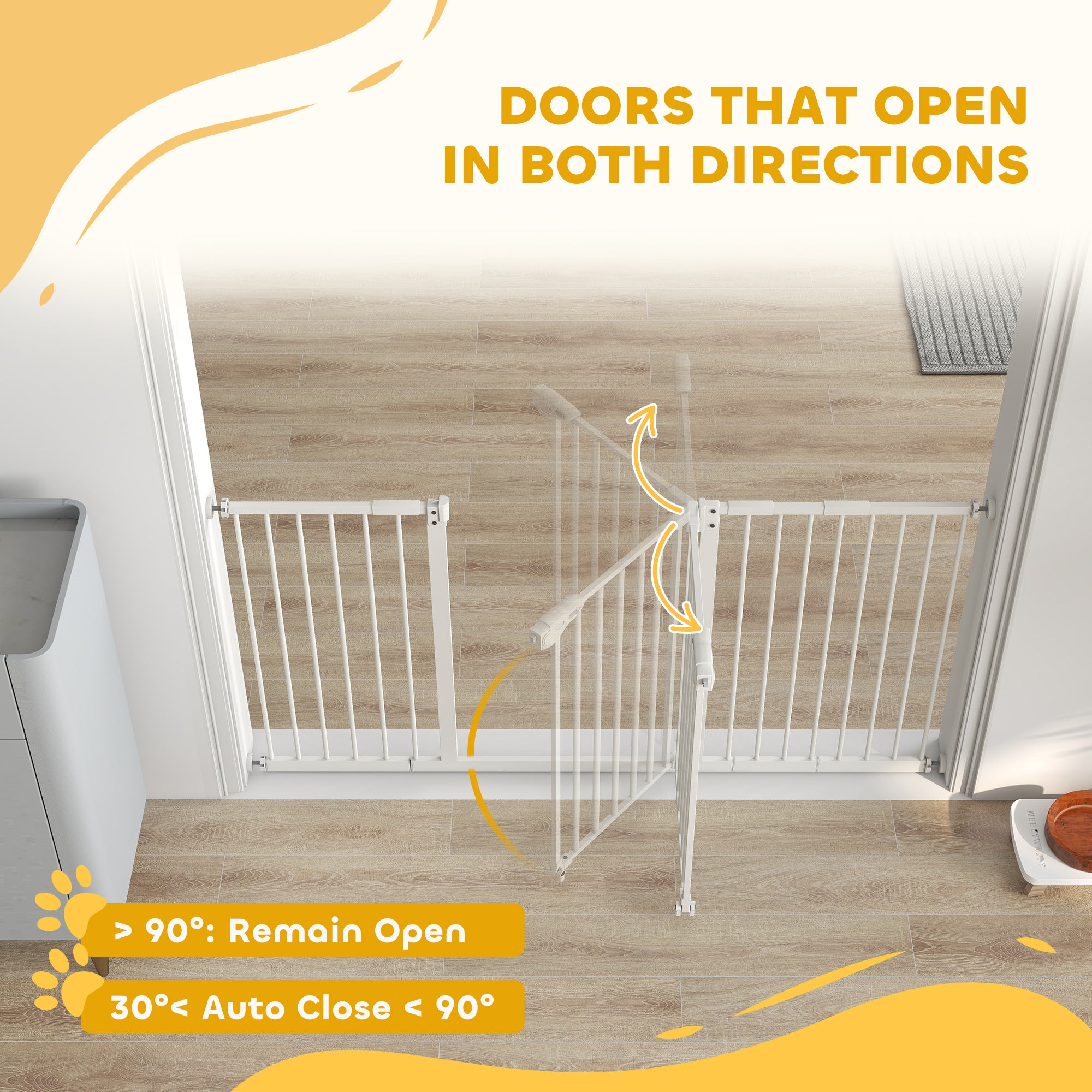 Barrière pour animaux de 30 pouces de hauteur avec porte, barrière pour chiens et séparation intérieure pour escaliers, avec kit d’extensions de 7", 8" et 12"