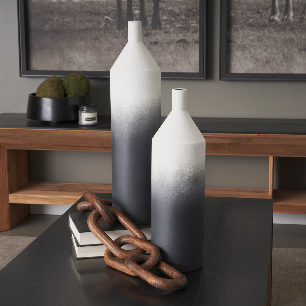w/ Black Ombre Metal Vase-Vase-DECOROLALA