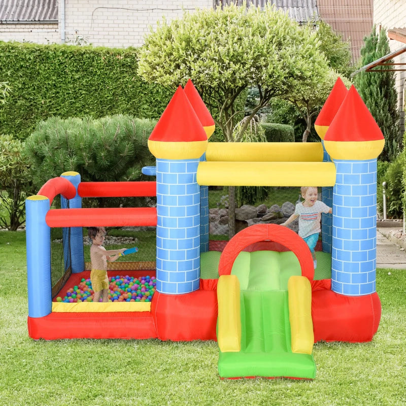Qaba 4-in-1 Bounce House with Slide, Pool and Blower - 9.2' x 8.5'