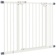 30 Inch Tall Pet Gate with Door Dog Gate and Barrier Indoor for Stairs, Pressure-Mounted Safety Gate, White