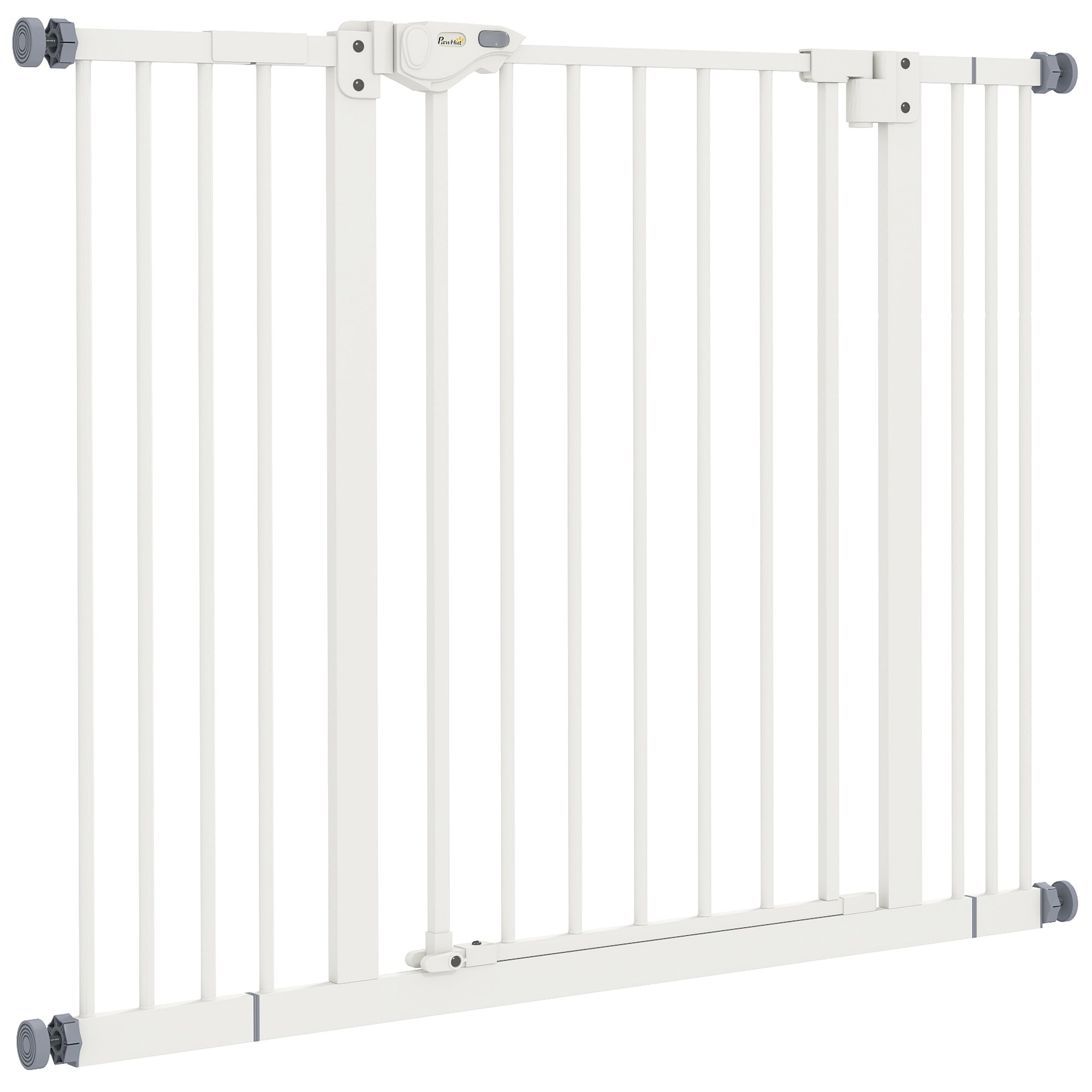 30 Inch Tall Pet Gate with Door Dog Gate and Barrier Indoor for Stairs, Pressure-Mounted Safety Gate, White