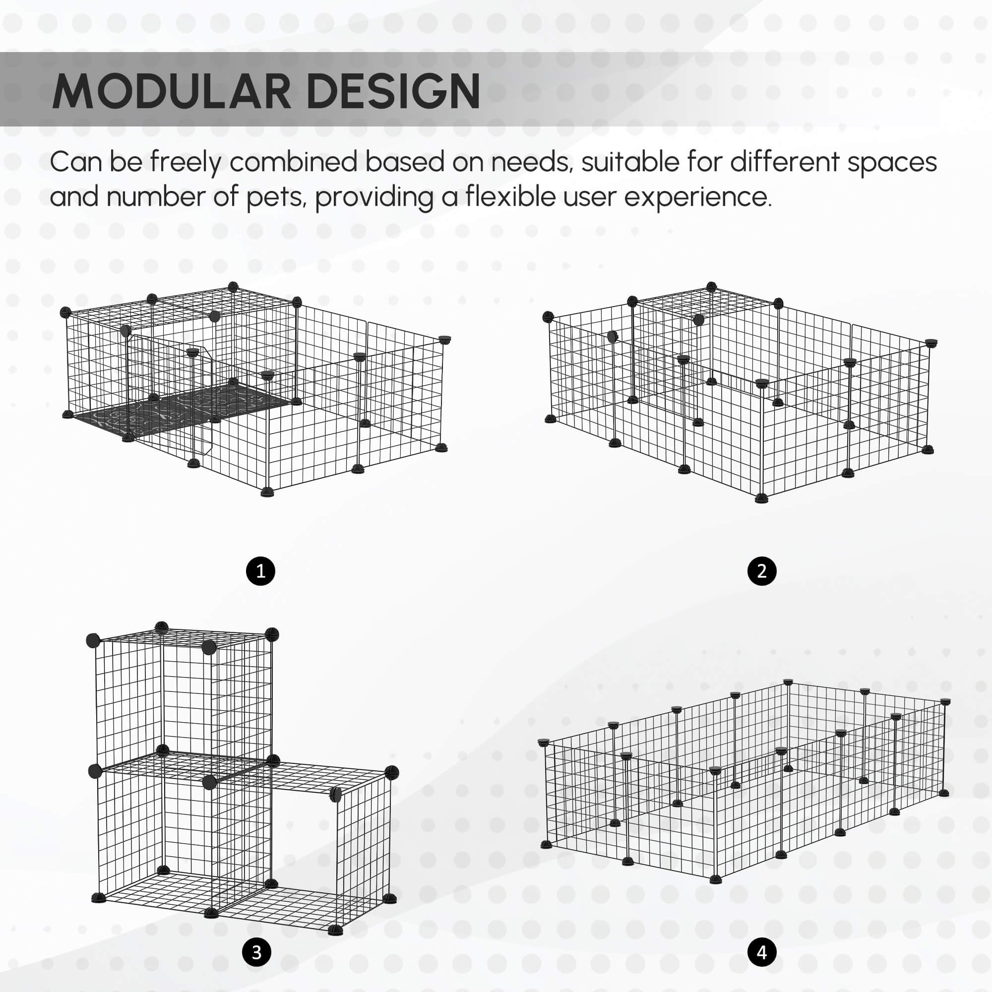Cage pour petits animaux avec 16 panneaux, enclos portable pour animaux en fil métallique avec porte et pieds antidérapants, pour lapins et cochons d’Inde