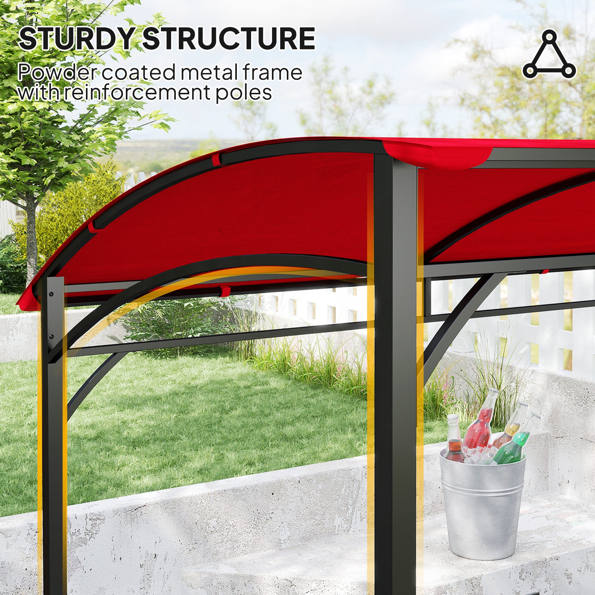 7' x 5' BBQ Grill Gazebo - Wine Red Steel Frame Canopy