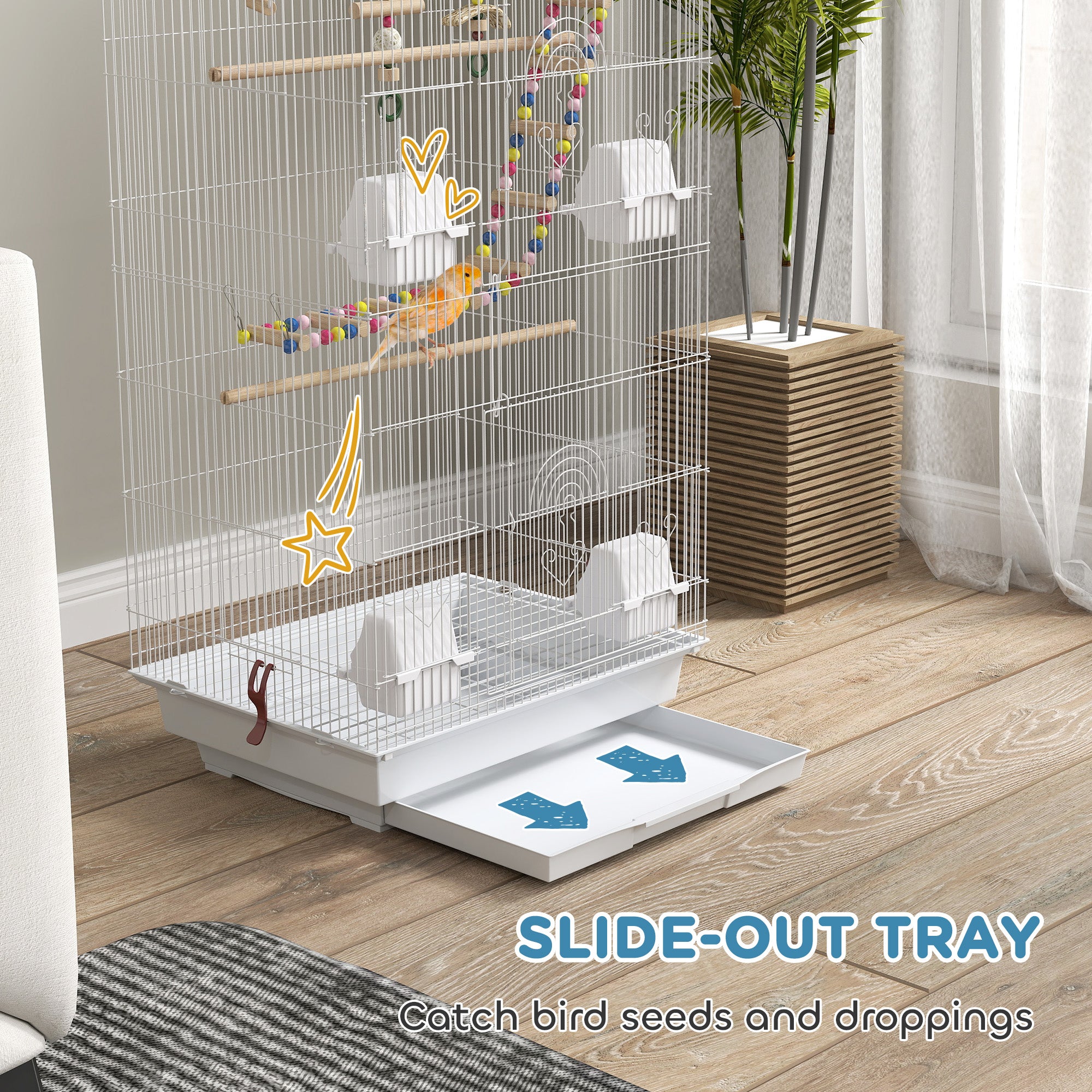 39" Bird Cage for Budgie, Cockatiel, Conure, Small Birds, with Ladder, Swing, Toys, Perches, Tray, Feeding Bowls, Handle