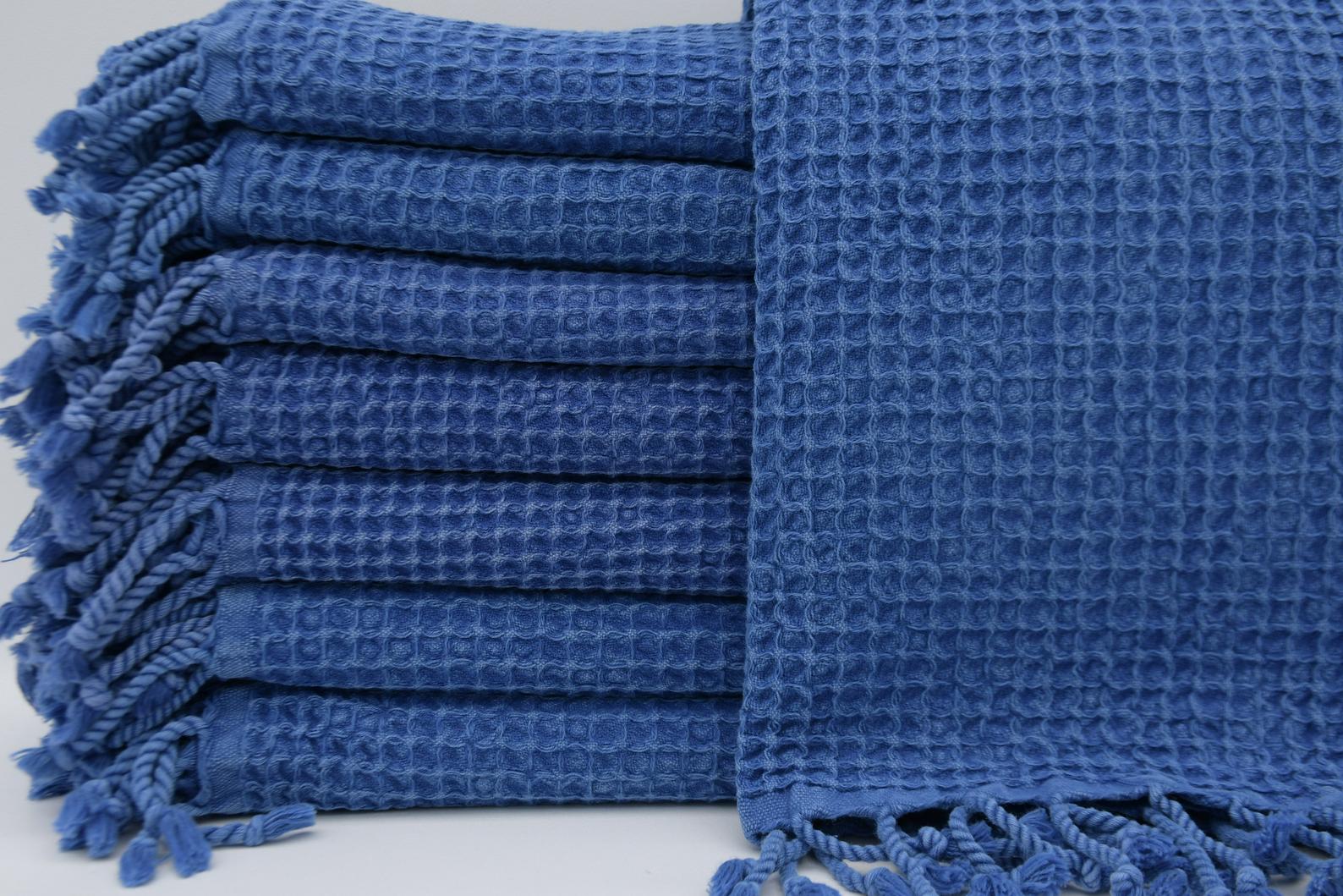 WAFFLE NAVY TURKISH TOWEL-Turkish Towel-DECOROLALA