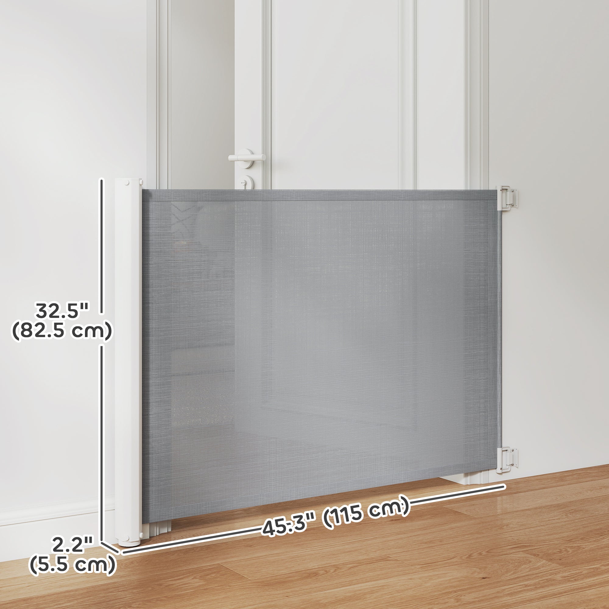 Barrière de sécurité rétractable pour animaux, flexible et extensible pour escaliers, portes et couloirs, grise