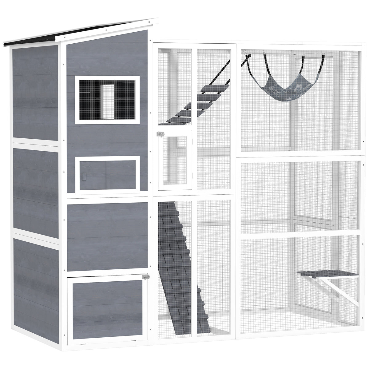 x76" Catio Outdoor Cat Enclosure - Grey-Pet Accessories-DECOROLALA