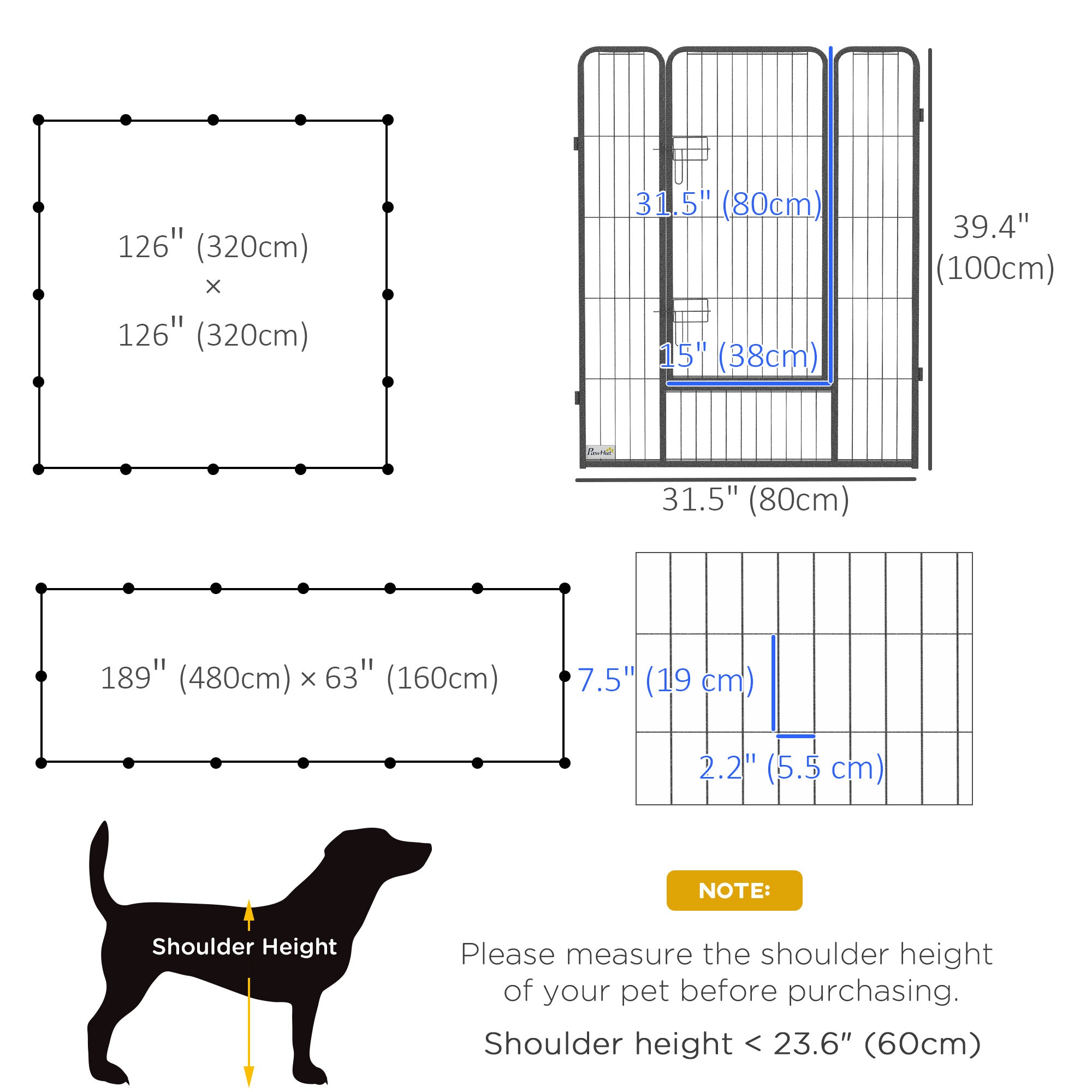 16 Panel 39" Height Heavy Duty Dog Playpen for Small Medium Large Dogs, Grey